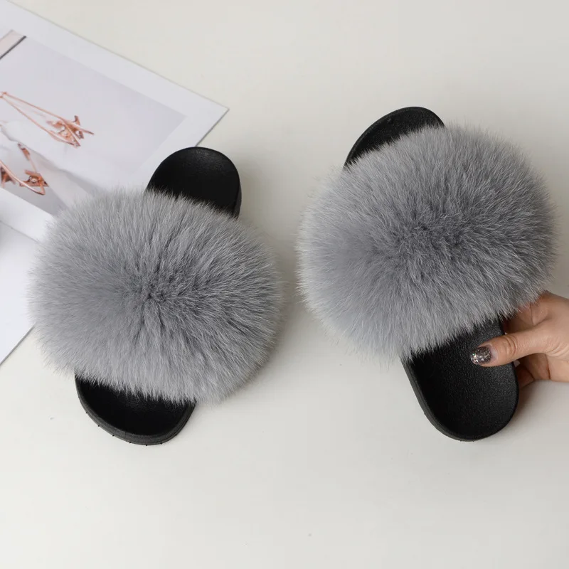 

factory direct wholesale real fur slides for women 2021 EVA sole fur slippers indoor outdoor fluffy slipper