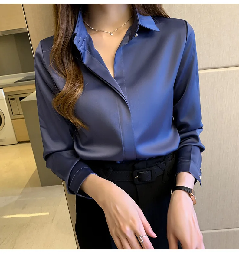 

Spring Women New Fashion Blouses Solid Plus Size Female Clothes Loose Shirt Long Sleeve Simple