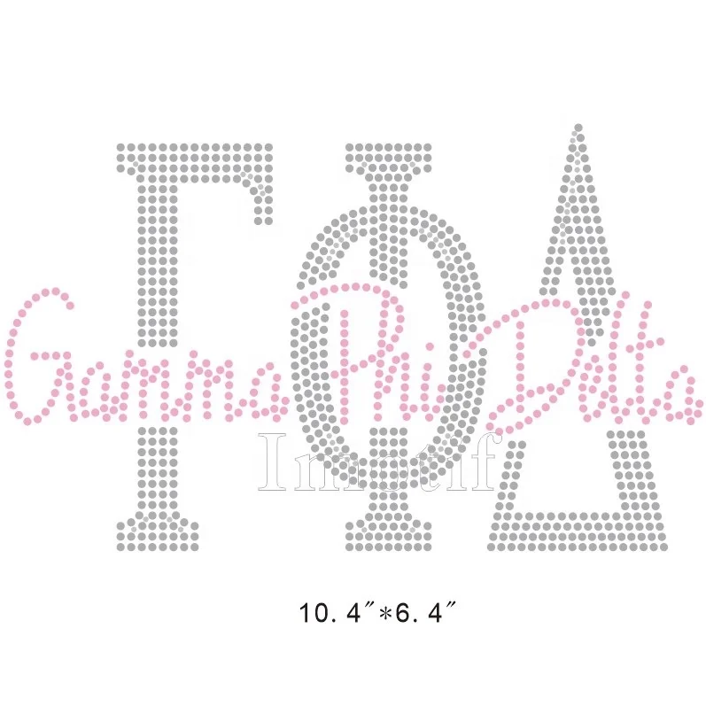 

Gamma Phi Delta Customized Iron On Bling Bling Hot fix Rhinestone Motifs, Crystal, lt. rose