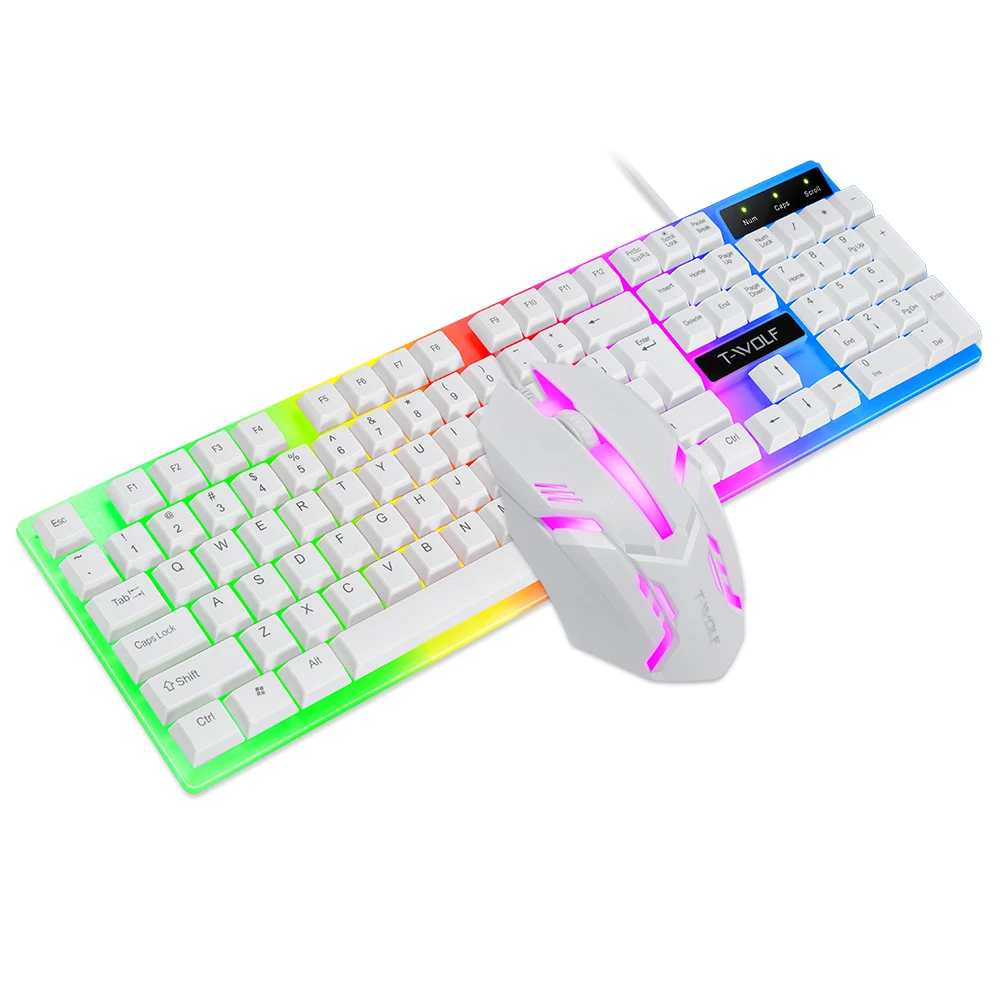 

Amazon Top Seller Clavier Teclado Multimedia Game Keyboard And Mouse Combo Set Rgb 60% Gaming Keyboard, Black/white