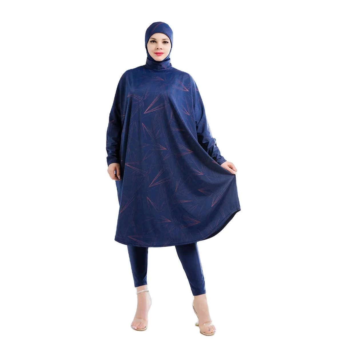 

MOTIVE FORCE New Arrival Bronzing Printing Islamic Swimsuit Hijab 3pcs Sportwear Set