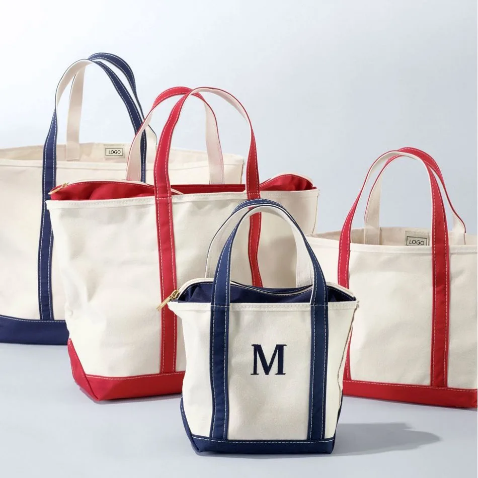 

Large Heavy Duty zip Gusseted Cotton Canvas Zippered Shopping Tote Bag with zipper