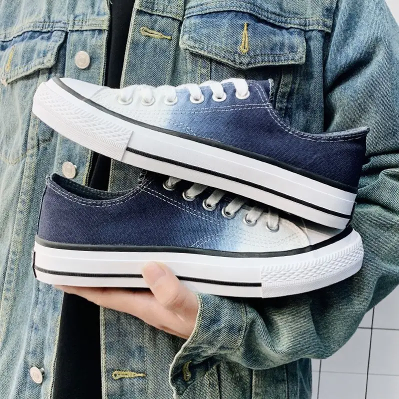 

men Low Top Canvas Shoes Walking Lace up Fashion Sneakers Casual, Greey/blue