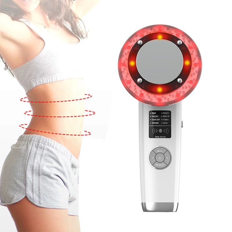 

8 In 1 EMS RF Infrared Weight Loss Massager Portable Anti-cellulite Mini Fat Burner Ultrasonic Cavitation Body Slimming Machine, White
