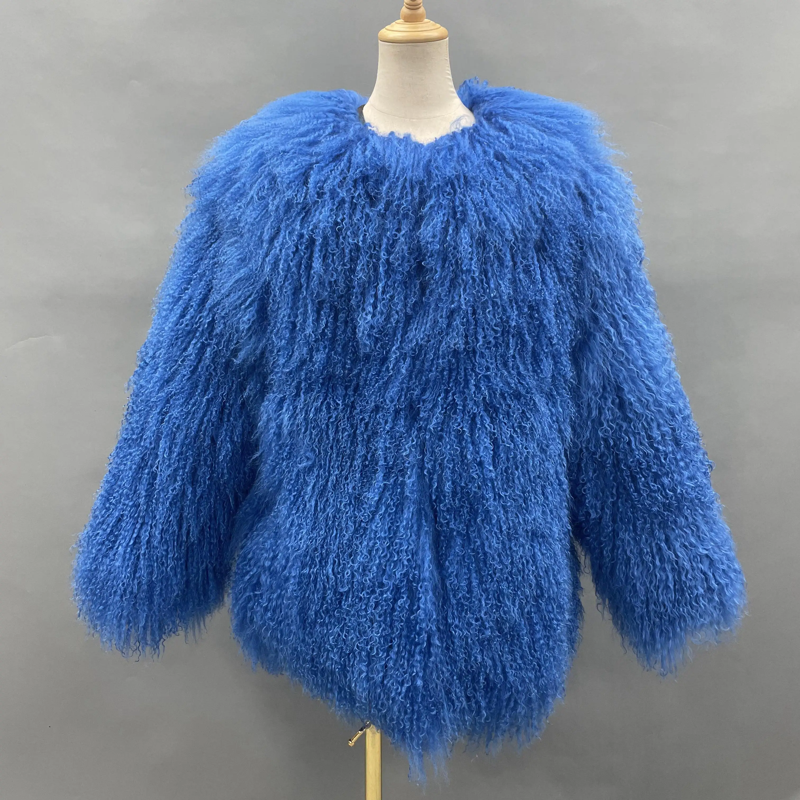 

High Quality Soft Thick Fur Women Warm Long Style Long Mongolian Lamb Fur Coat