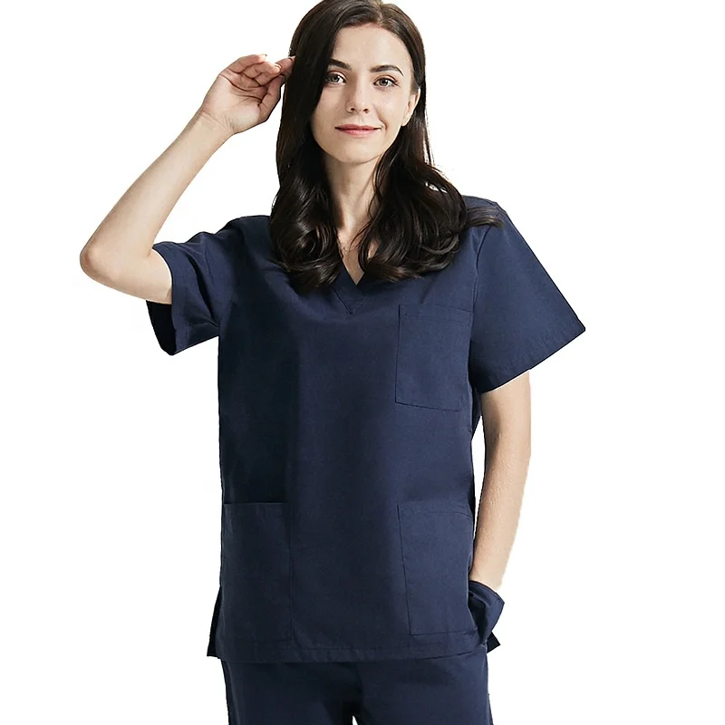 

Fashionable Athletic Salon Uniform Scrub Set For Women Pink Nurse Modern V-Neck Scrub Nurse Uniforms, Blue purple navy