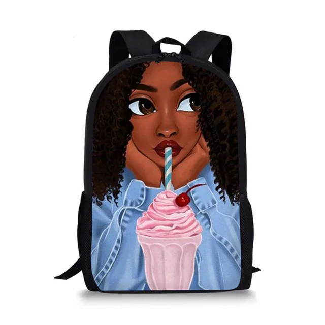 

2021 Latest Black African Art Girls Printing Kids Bags Mochilas Escolares School Bags Children Backpack For Teenagers Girls, Customized