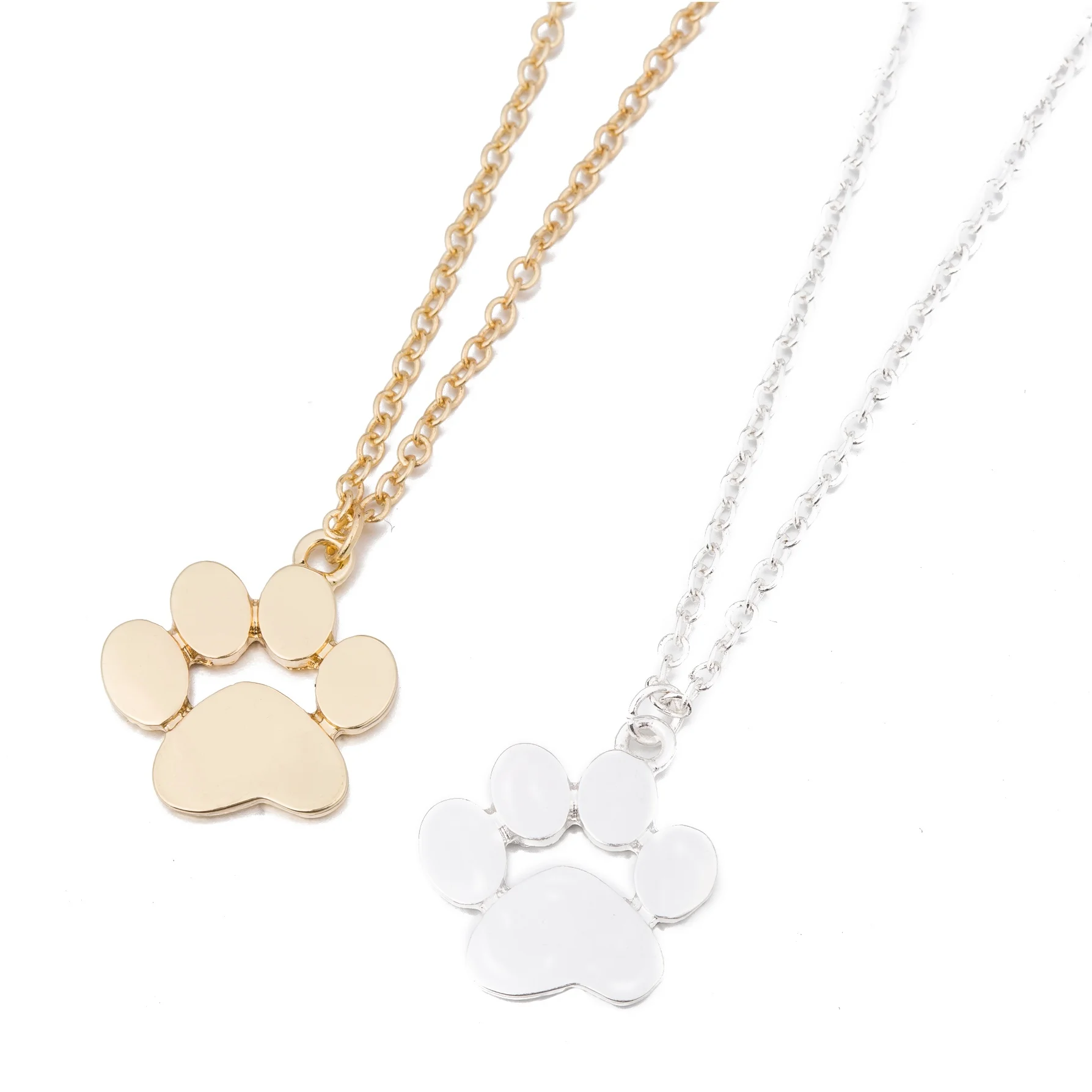 

Wholesale New Necklace Pet Cat Dog Paw Print Pendant Necklace Cute Delicate Copper Necklace
