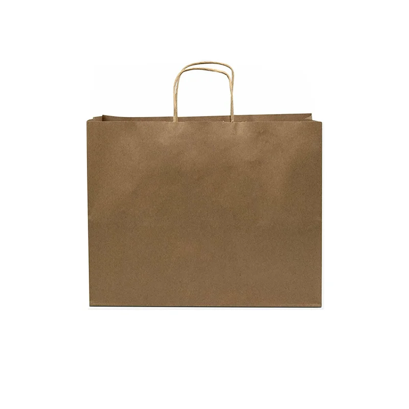 

HDPK Wholesale Custom Packaging Craft Brown Kraft Paper Shopping Bag Extra large wide base bottom kraft paper bags for pizza