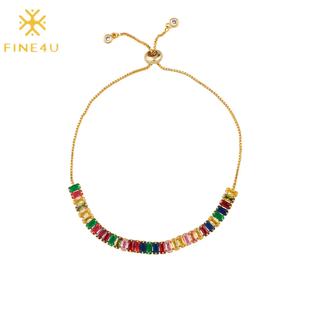 

2020 new product ideas colorful 18k gold plated cubic zirconia rainbow tennis bracelet