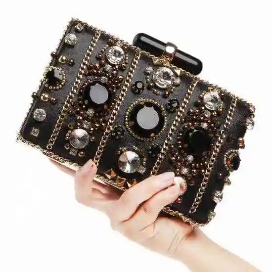 

Luxury Fashion Evening Bags Diamond Rhinestone Wedding Clutch Women Purse Evening Clutch Bag for Party Wedding, Black