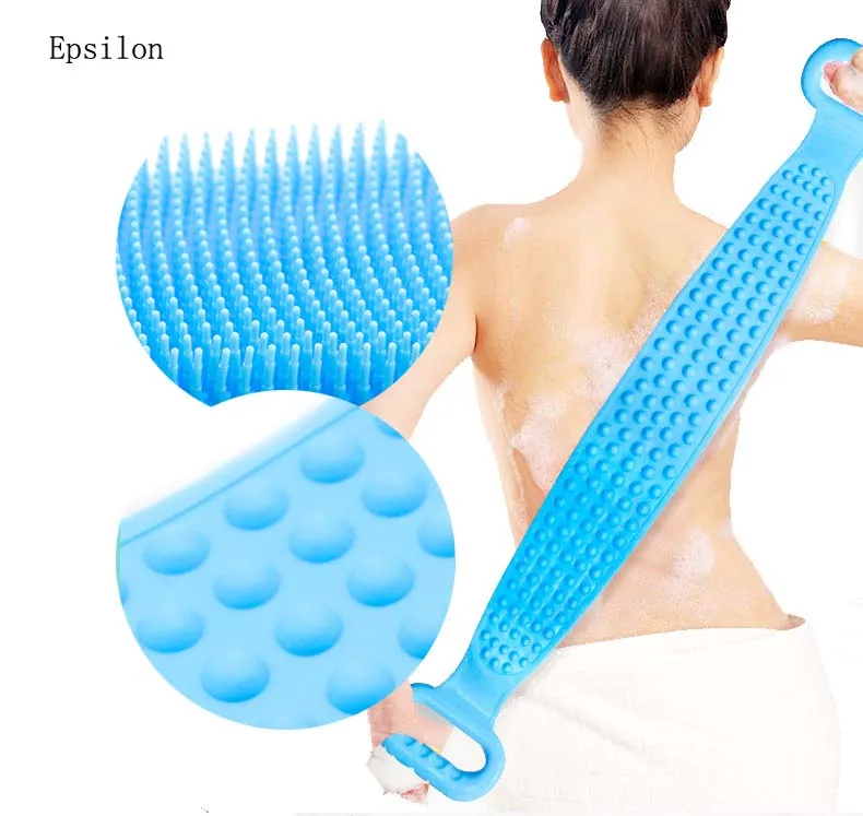 

Epsilon New Bpa Free Silicone Bath Towel Cleansing Shower Wash Brush Silicone Bath Shower Body Back Brushes, Sky blue;pink;purple;green