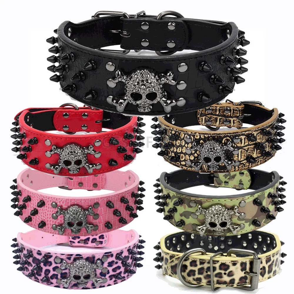 

2022 Fashion New Design Other Pet Collars Punk Style Designer Vegan Leather Dog Collar And Leash Set For Dog, Black/red/rose red/leopard print/army green