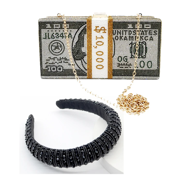 

money bapurse with headband sets purse for women bling money purse rhinestone headband money purse