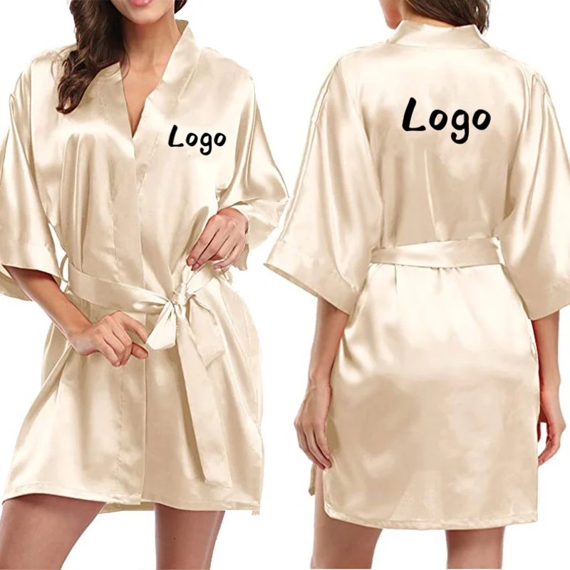 

Wholesale Customized Logo Bridesmaid Wedding Party Bathrobe Dressing Gown Spa Robe Silk Women Satin Robe
