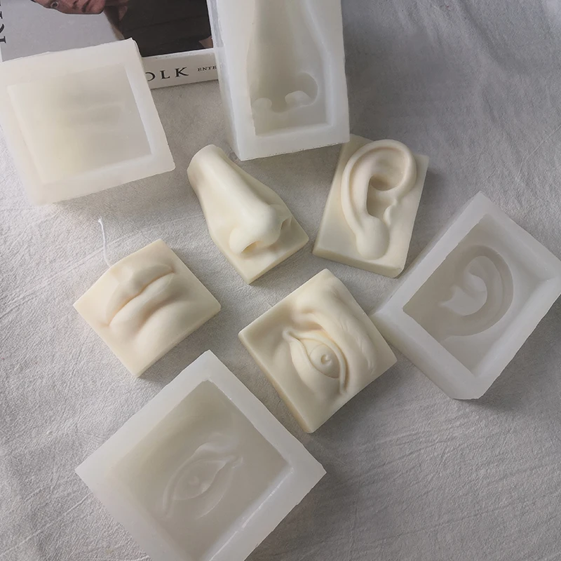 

DIY 3D Human Artistic Face Shape Candle Mould Facial Organs Plaster Lips Silicone Mold, White