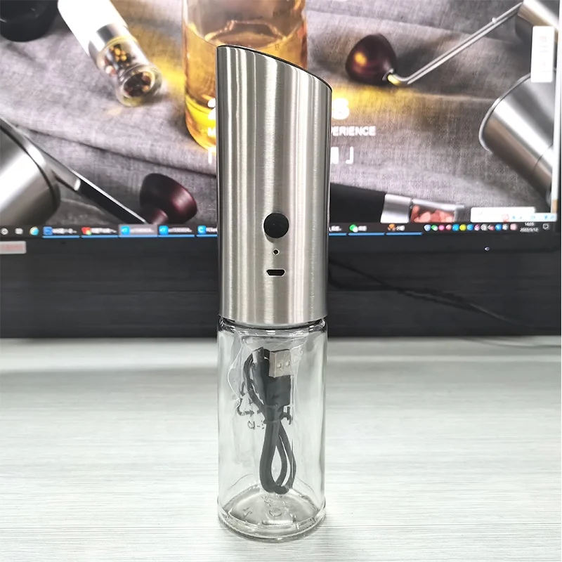 

CE Reach USB Rechargeable Stainless Steel Spice Mill Gravity Automatic Electric Salt and Pepper Grinder with LED light