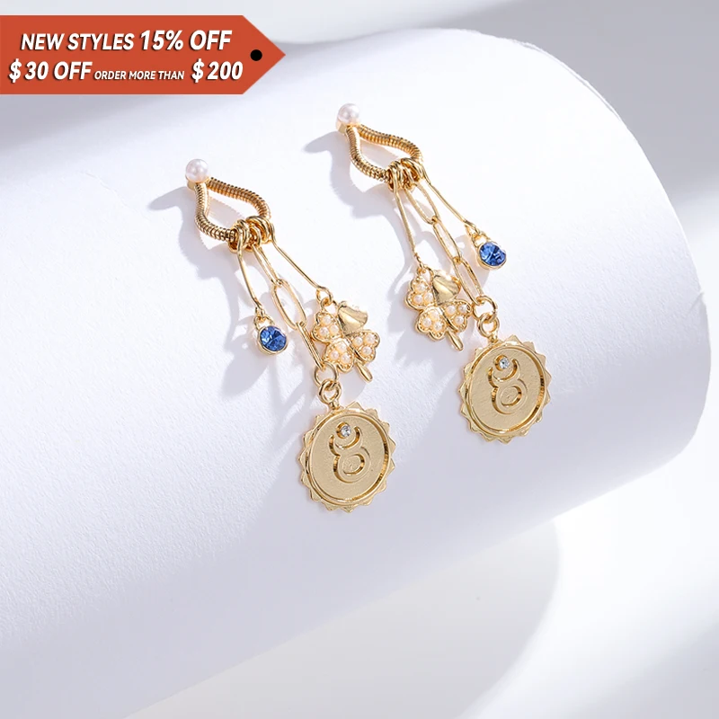 

High qualityclassic jewelry ladies birthday gift Mystic Tassel Earrings Gold Coin chain hot selling Earrings