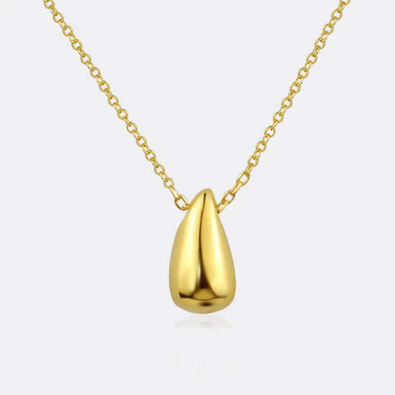 

Hot Classical Gold Plated Geomteric Teardrop Pendant Necklace Smooth Water Drop Necklace for valentine's day gift