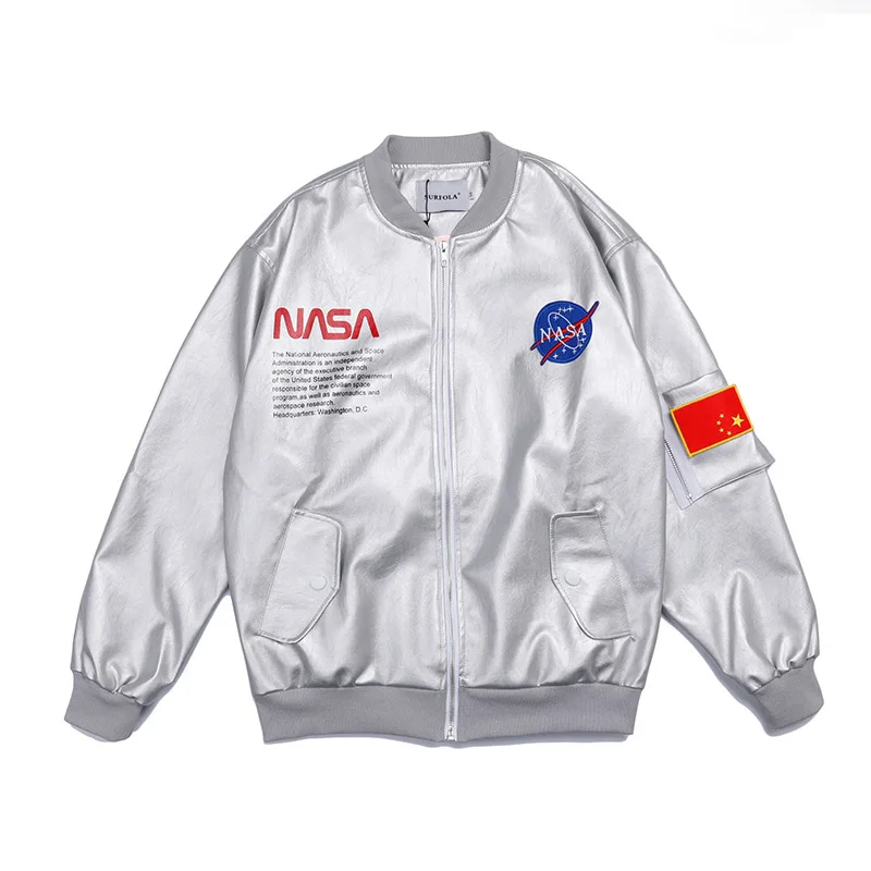 

Nasa New Men's Jackets & Coat Baseball Jacket Men/boy Veste Homme Casual Pu Leather Sleeve Mens Sweatshirt Plus Size Jackets