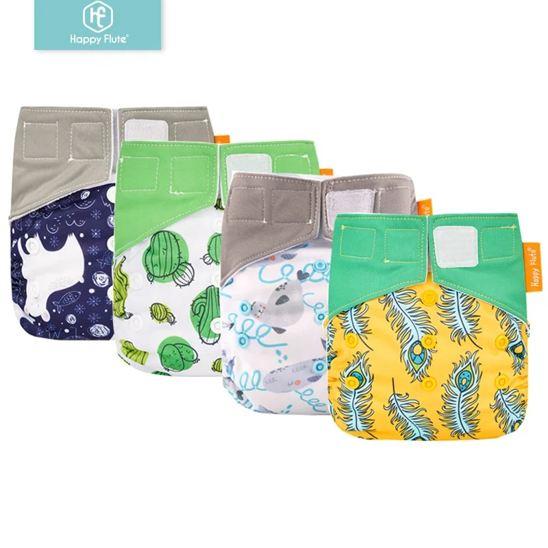 

HappyFlute magic tape suede cloth inner AIO reusable washable cloth diaper, More than 300 colors