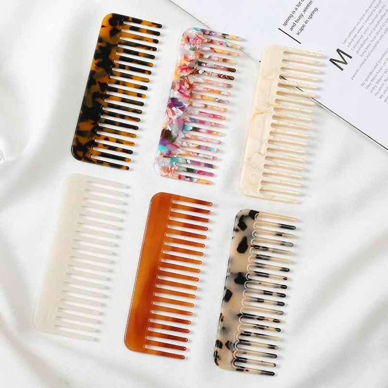 

Hot sale colourful Acetic leopard print Hair Combs portable marbling Wide tooth Combs for women Tortoiseshell Acetate comb