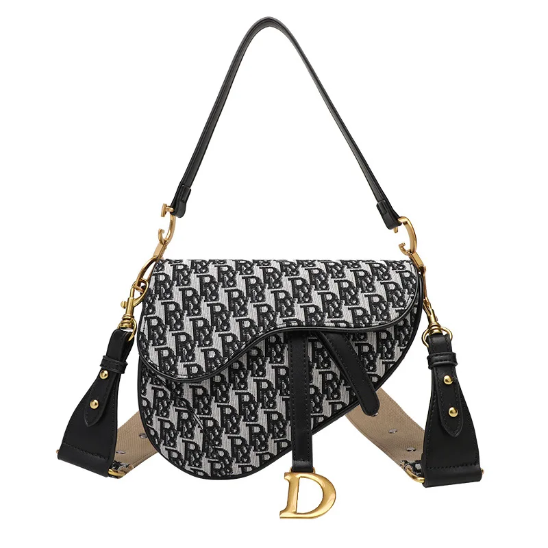 

Retro style fashion retro saddle bag women messenger bag shoulder bag, Black