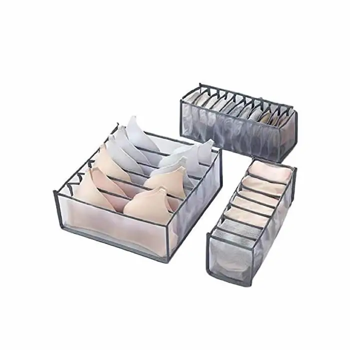 

40080418 underwear bra divider organizer 3 SET foldable closet storage boxes drawer organizer include 6+7+11 cell