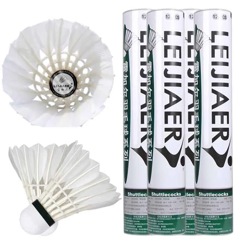 

Leijiaer 1002 cheap goose shuttlecock factory sale badminton shuttlecock feather welcome OEM and ODM, White