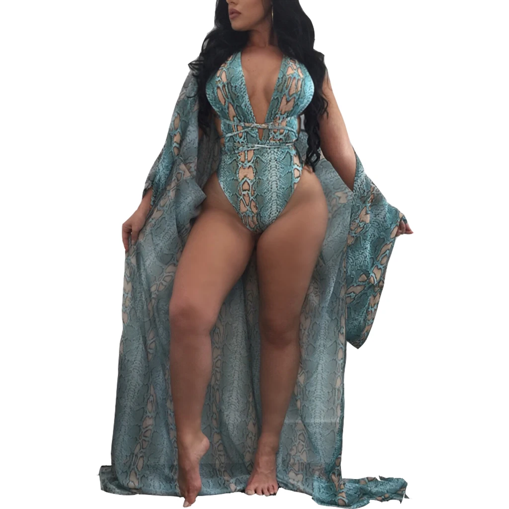 

bathing suits women 2021sexy snake swim suit teal two piece swim suit summer swim sets with cover up, As picture show