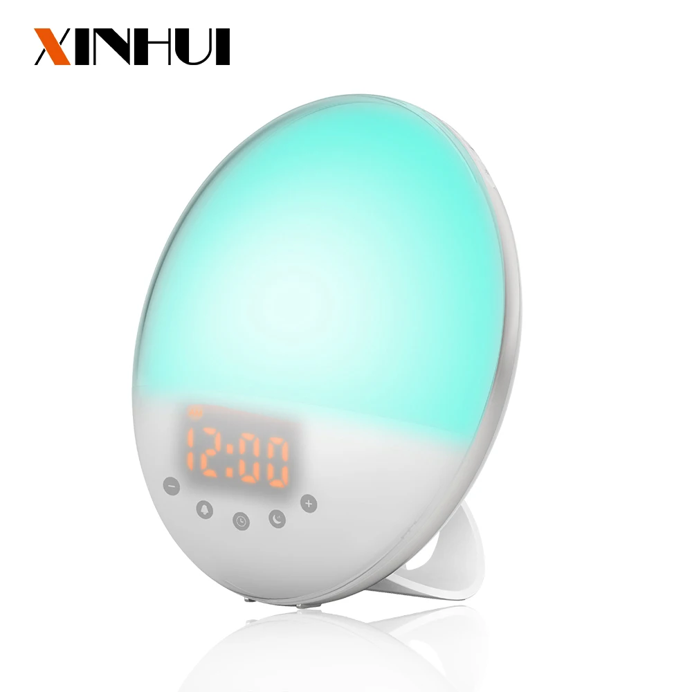 New Arrival Usb Charger Alarm Clock Smart Wake Up Light With 7colors