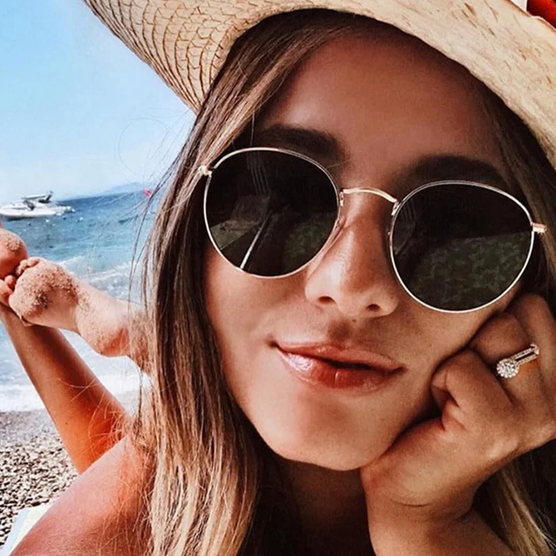 

Retro color Classic wild sunglasses trend ladies sunglasses 3447 fashion face-lift glasses round frame sunglasses, As you see
