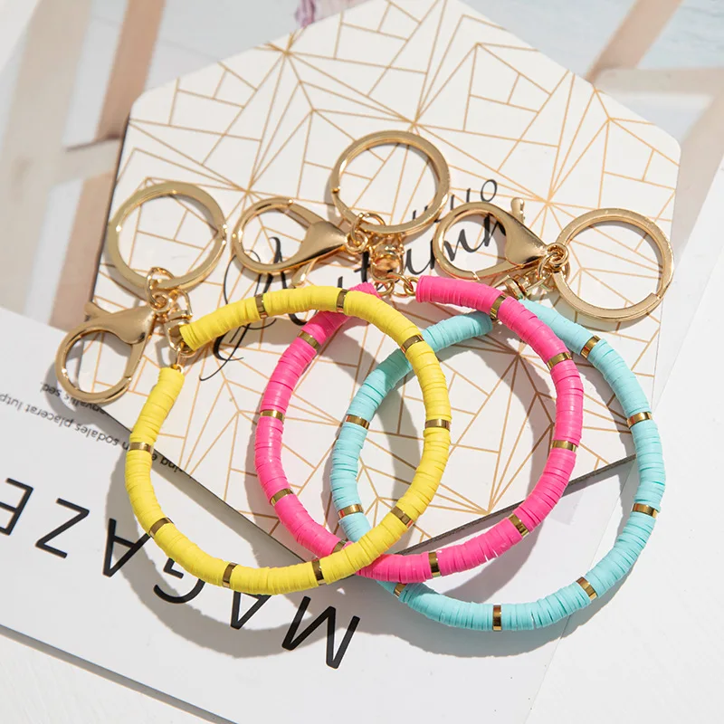 

2021 New Fashion Ceramic Round Ring Keychain Bracelet For Women Amazon Hot Sale Sports Anti-lost Jewelry
