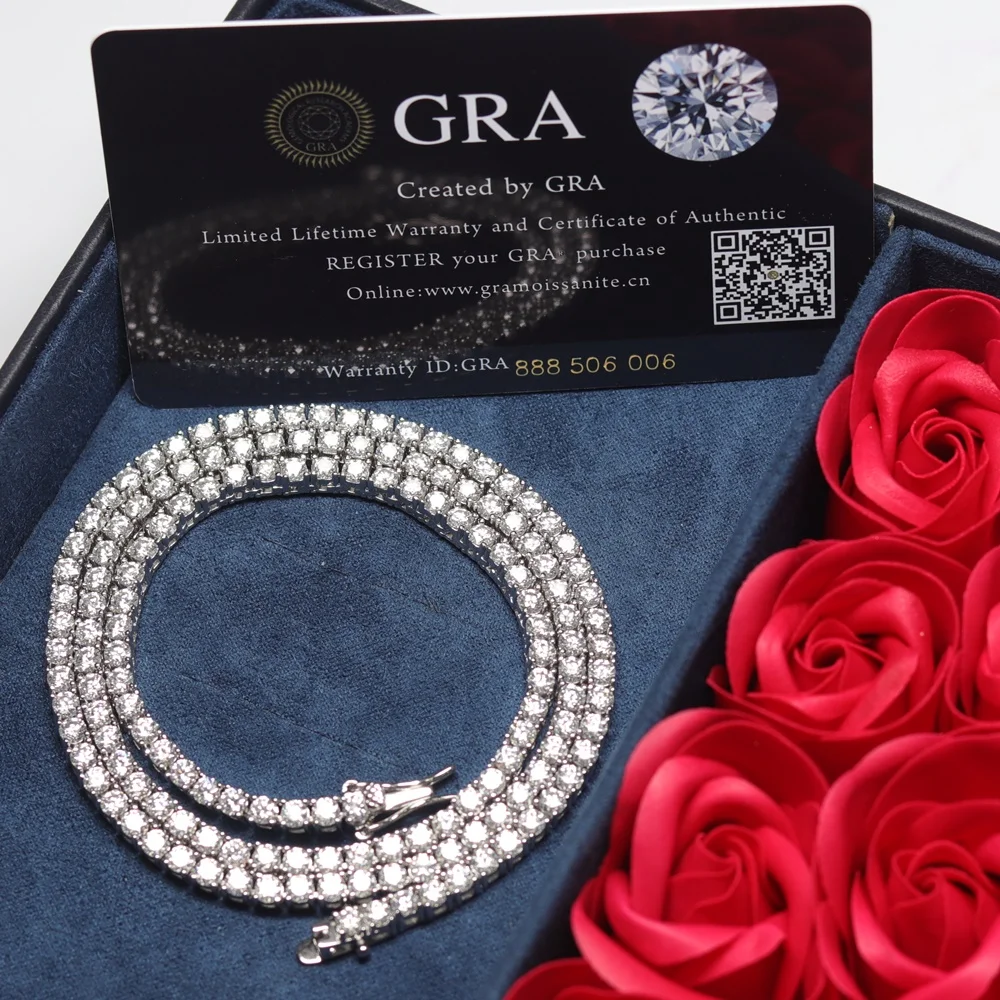 

Wholesale Iced Out Moissanite Chain Jewelry Men Women Silver 14k 18k White Gold Plated Moissanite Diamond Tennis Bracelet
