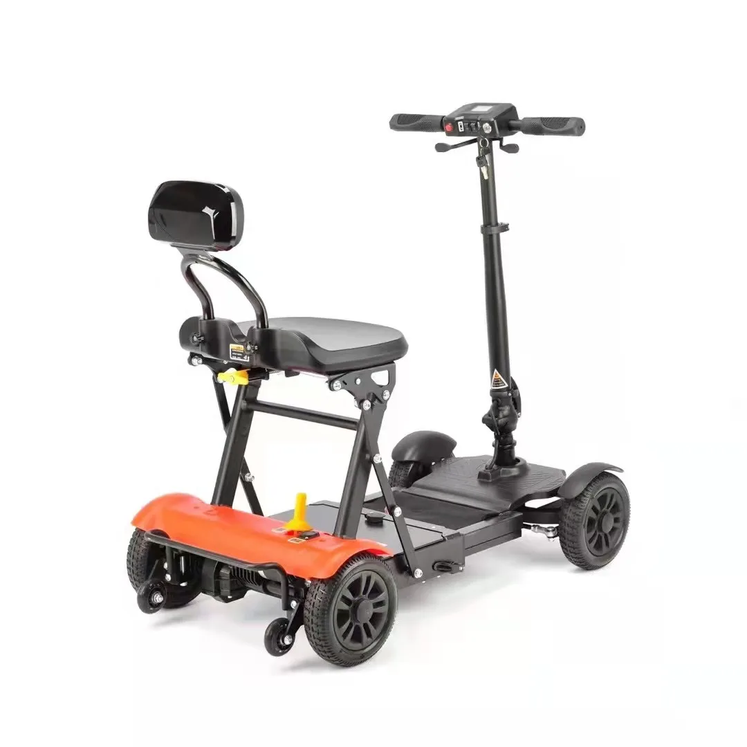 

New arrival 4 wheel mini super light folding electric mobility scooter for adults, Red,orange