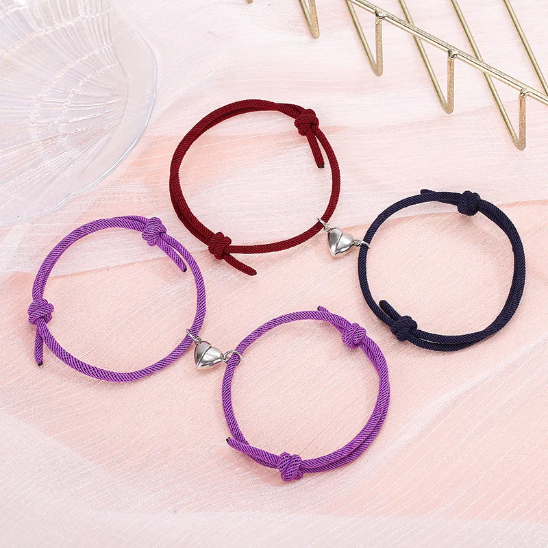 

Colorful 2Pcs/Set Magnetic Attraction Bracelet Heart Magnetic Couple Bracelet For Girlfriend Boyfriend