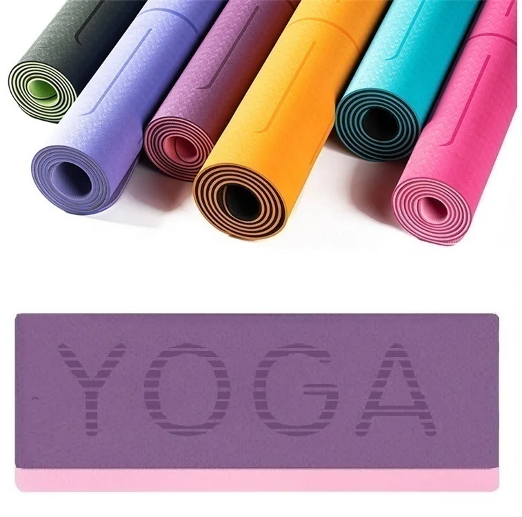 

TKing 2021 Amazon Supplier Wholesale Fitness Double Side Custom Logo 6mm Tpe Yoga Mat With Position Line.yoga mats~, Customized and displayed