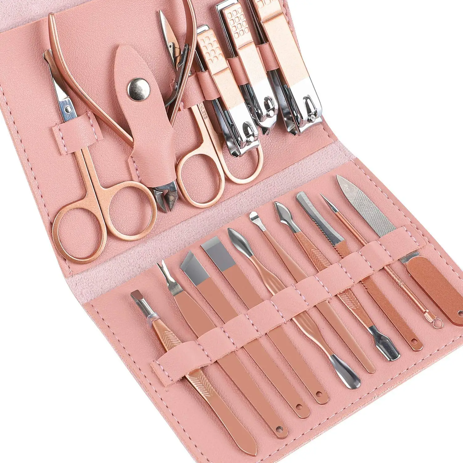 

Factory whole sale 16PCS finger nails clipper set rose gold pedicure & manicure set