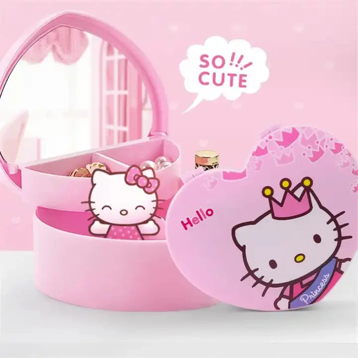 

Beauty Cute Home Mini Jewellery Beauty Items Container Case with mirror For Girl Kids Personalized