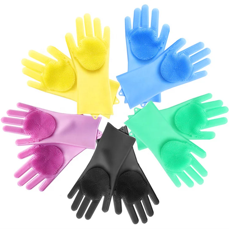 

Household Silicone Cleaning Gloves-Kitchen Tools Silicone Rubber Dish Washing Glove, 3 colors ,accept customization