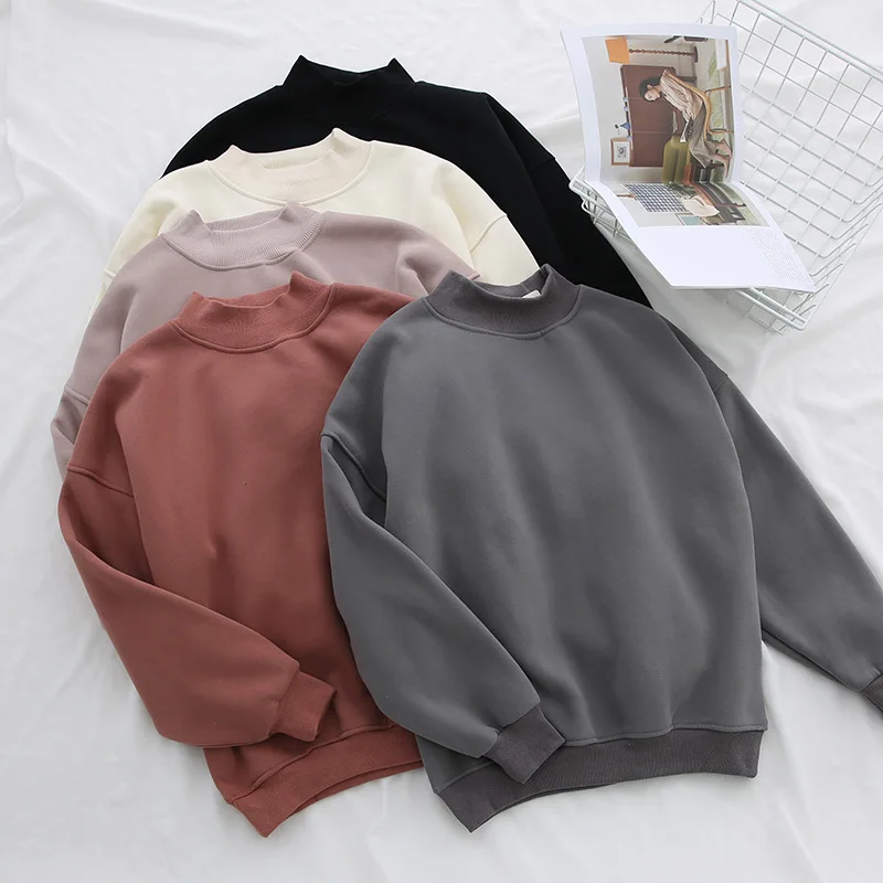 

High quality blank design 100% cotton plain sweatshirt women, Customized colors