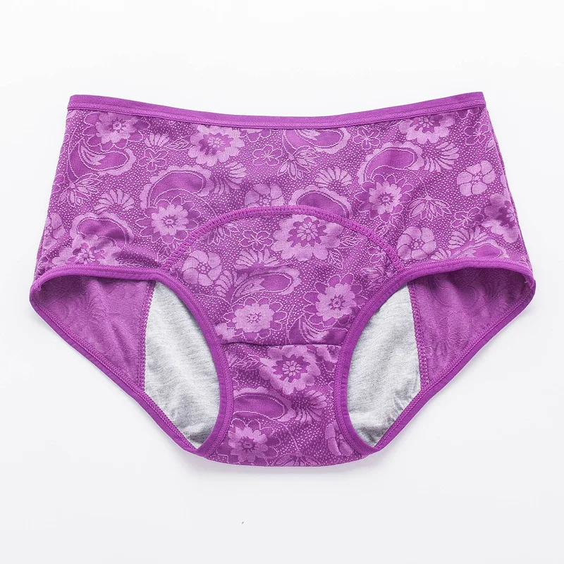 

Women's Cotton Period Panties High Waist Leakproof Menstrual Sanitary Underwear, Picture shows