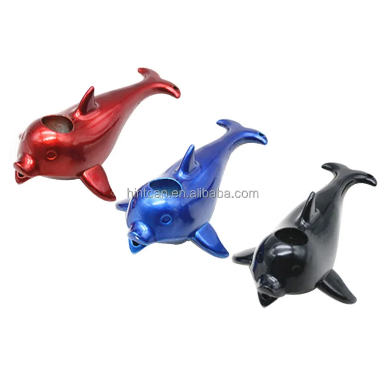 

Hintcan Creative Dolphins shape metal weed pipe Black Portable Fashion tobacco smoking pipe Wholesale