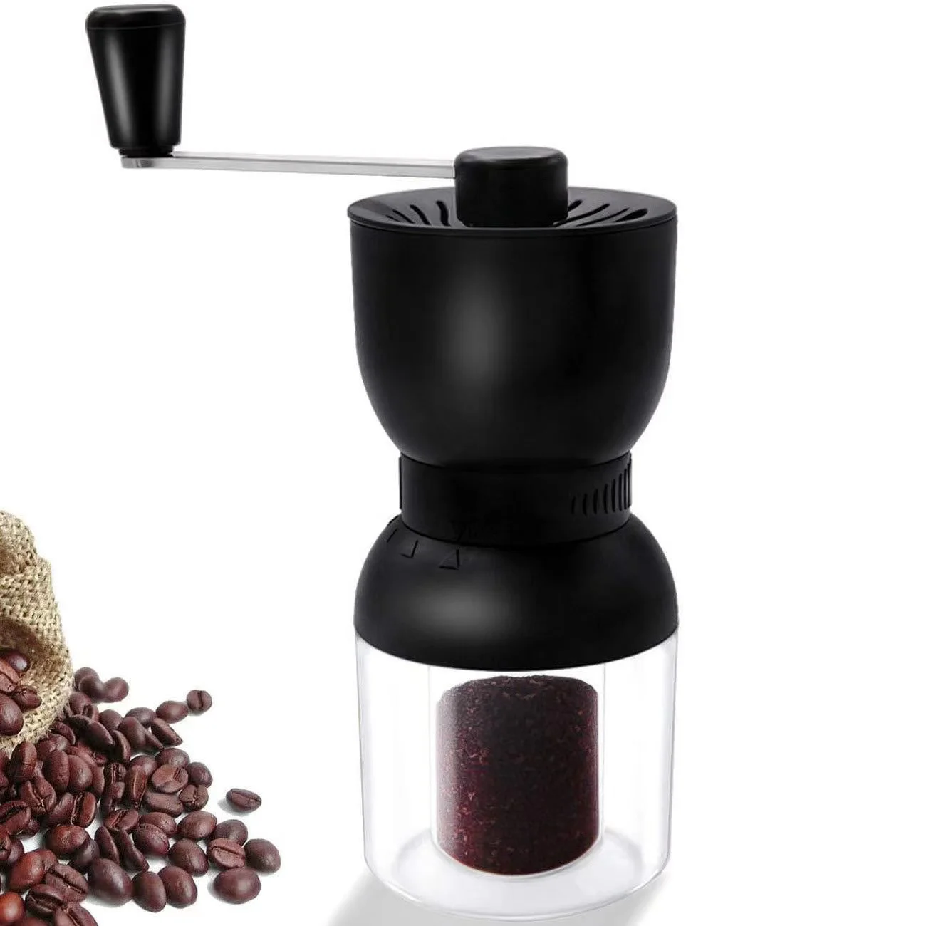 

Adjustable transparent coffee grinder machine mini manual coffee grinder burr