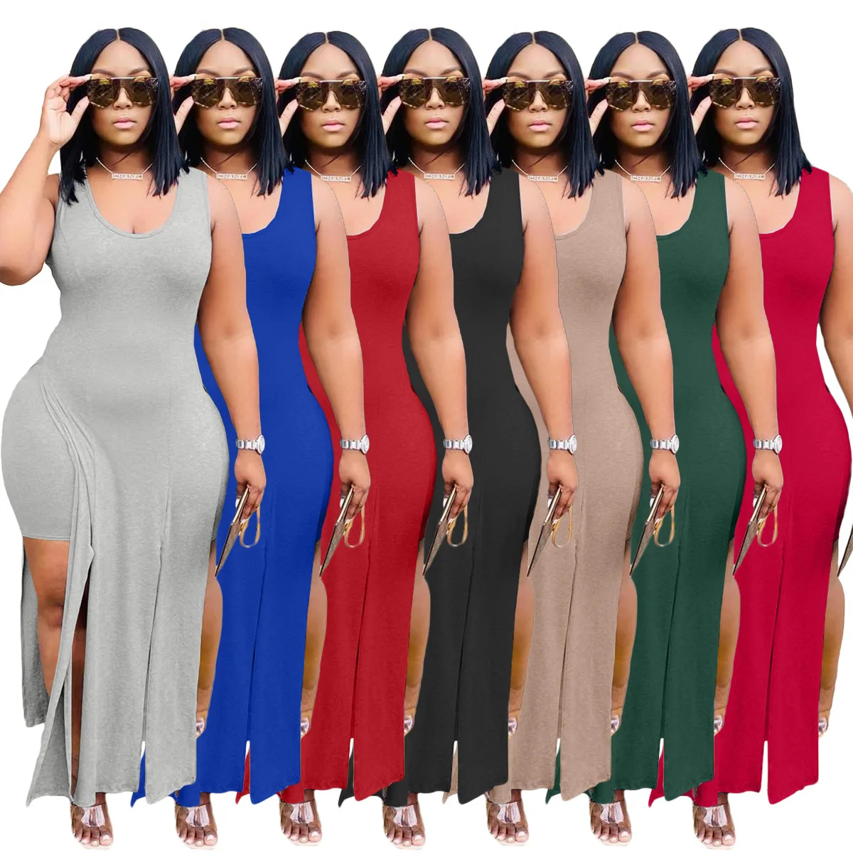

WA-7165 Summer New Style Women'S Solid Color Irregular Tops Fashion Casual Suit