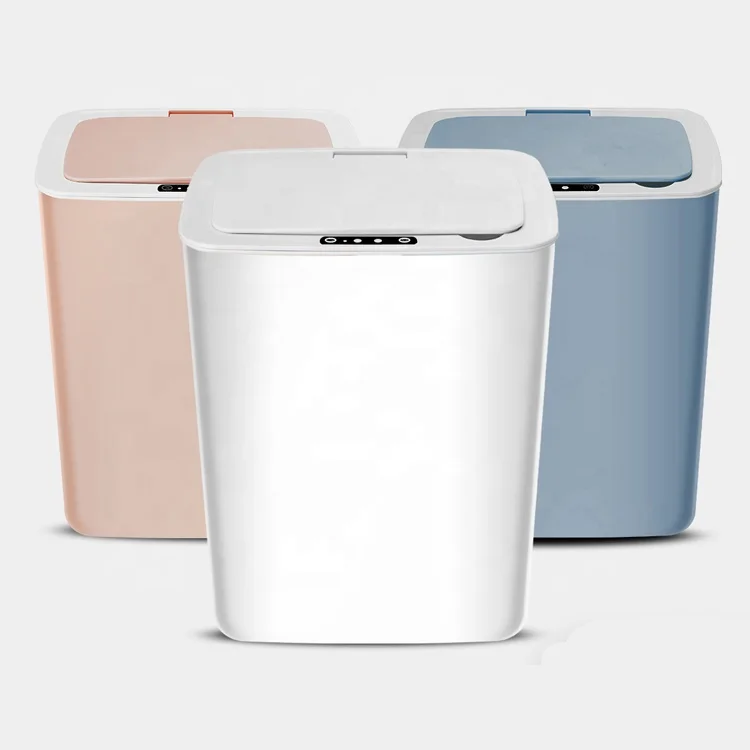 

Office Automatic Sensor Dustbin Smart Sensor Electric Waste Bins Plastic Home Eco-Friendly Dustbin Diaper 12L Smart Trash Can, White/ pink /blue