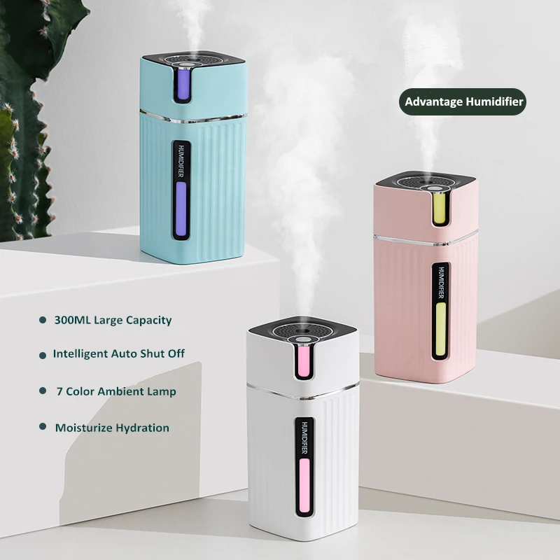 
Portable Air Humidifier 300ML Advantage Ultrasonic Car USB Aroma Essential Oil Diffuser Color LED Lamp Humidificador Mist Maker 