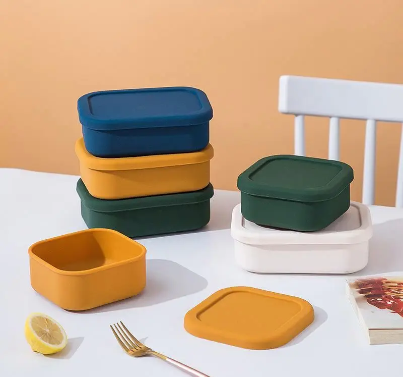 

Eco friendly 100% Food Grade Collapsible Silicone 4pcs Folding Tiffin Lunch Box