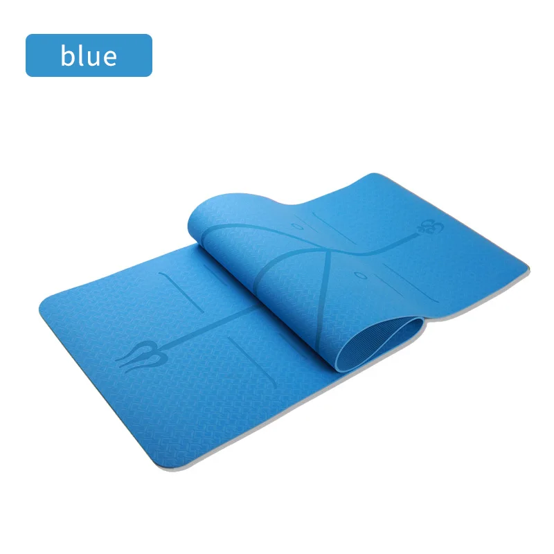 

Customize trademark 6 mm thick TPE monochrome yoga mat with line, Customized color