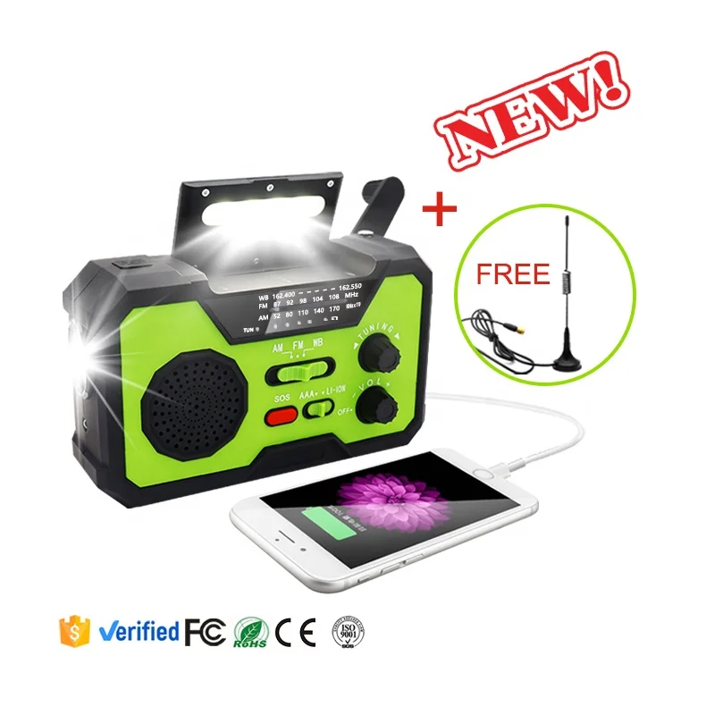 

NOAA Weather Forecast Portable wb AM FM Radio With Hand crank to Power Torch SOS Solar Emergency pocket mini Radio, Customized